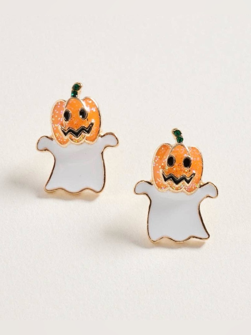 Orange Pumpkin Ghost Earrings
